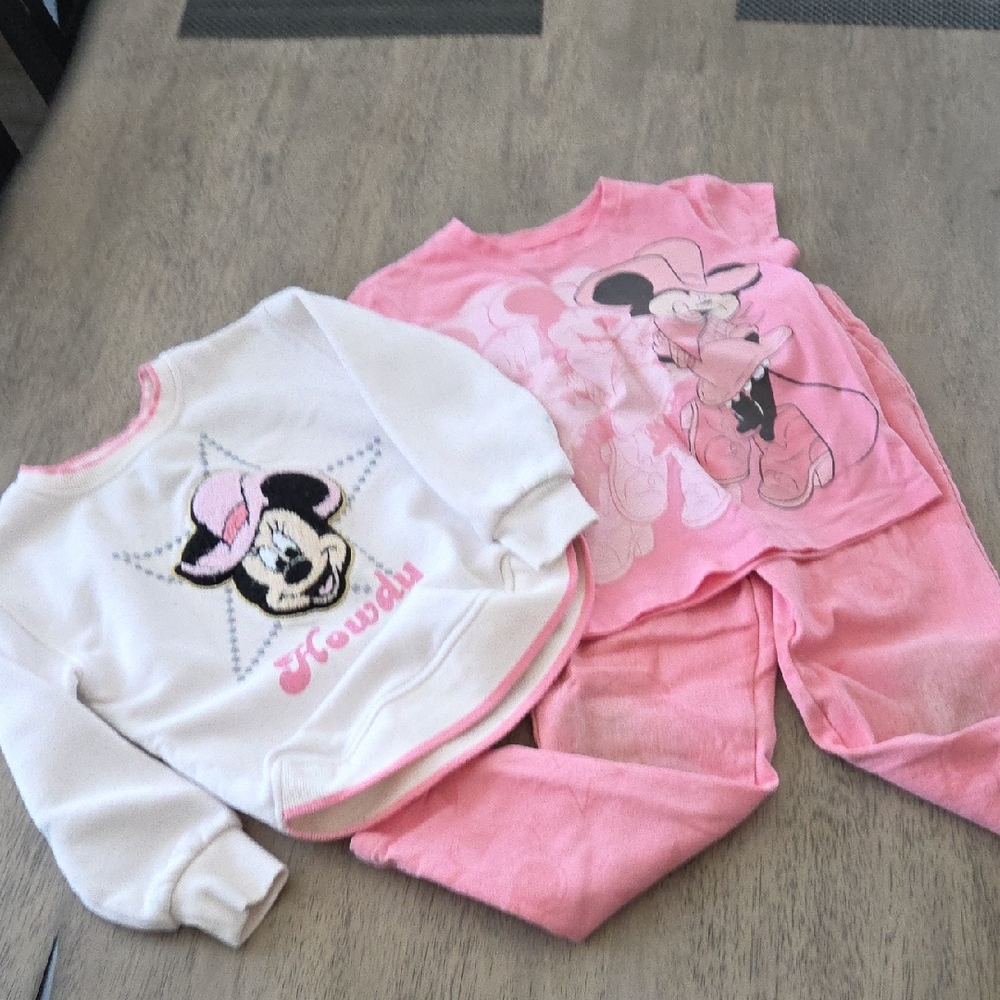 Disney Pink and White Minnie Mouse Girls Pajama Set